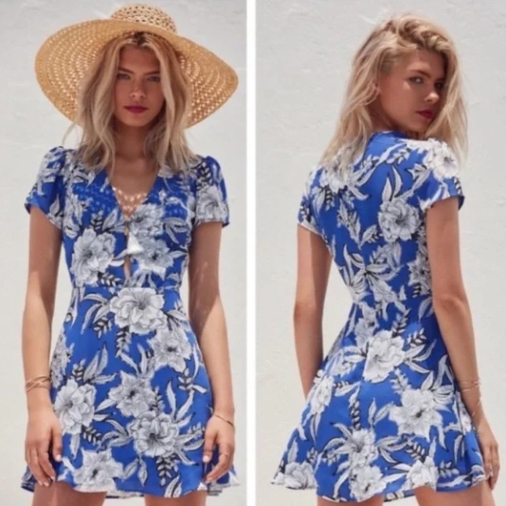 Lovers & Friends Cassidy Floral Mini dress in Riviera Blue
